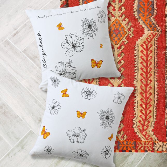 Schmetterlinge und Blume Persönliche Nachricht und Kissen (Von Creator hochgeladen)