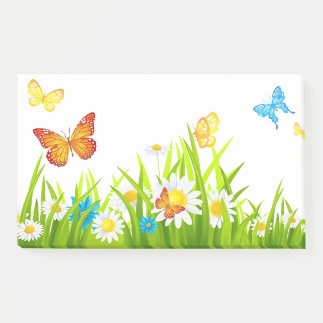 Schmetterlinge und Blume Post-it Klebezettel (Vorderseite)