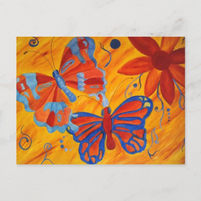 Schmetterlinge und Blume Postkarte (Vorderseite)