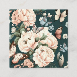 Schmetterlinge und Blume Quadratische Visitenkarte