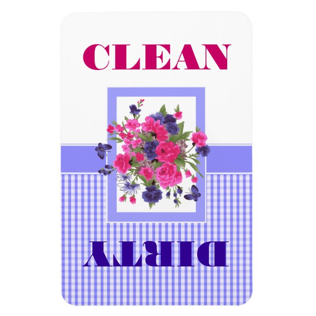 Schmetterlinge und Blume Sauber oder Geschirrspüle Magnet (Vertikal)