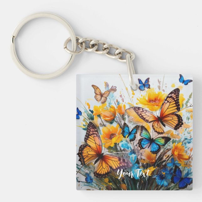 Schmetterlinge und Blume Schlüsselanhänger (Vorderseite)