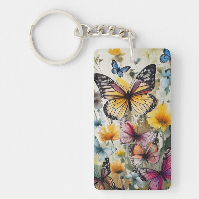 Schmetterlinge und Blume Schlüsselanhänger (Vorderseite)