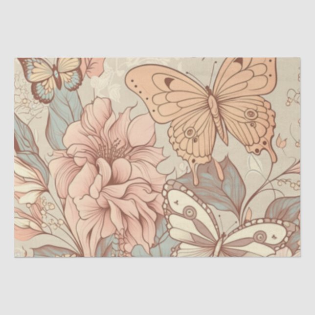 Schmetterlinge und Blume Seidenpapier (Vorderseite)