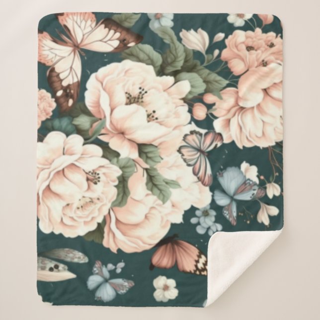 Schmetterlinge und Blume Sherpadecke (Vorderseite)