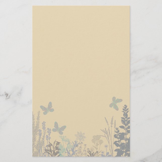 Schmetterlinge und Blume Stationery Briefpapier (Vorderseite)