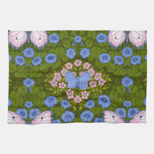 Schmetterlinge und Blume Symmetrie, blau und rosa Geschirrtuch