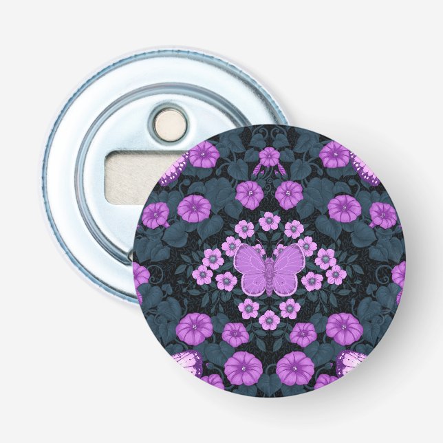 Schmetterlinge und Blume Symmetrie, Violett und Bl Flaschenöffner (Vorderseite)