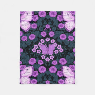 Schmetterlinge und Blume Symmetrie, Violett und Bl Fleecedecke