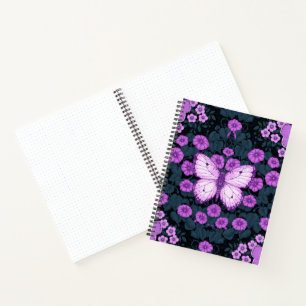 Schmetterlinge und Blume Symmetrie, Violett und Bl Notizbuch