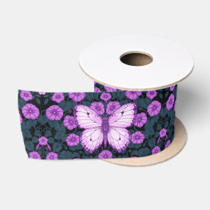 Schmetterlinge und Blume Symmetrie, Violett und Bl Satinband