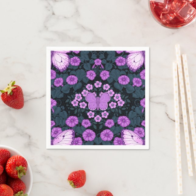 Schmetterlinge und Blume Symmetrie, Violett und Bl Serviette (Beispiel)