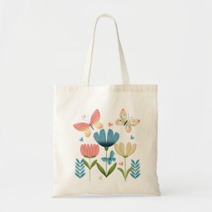Schmetterlinge und Blume Tragetasche