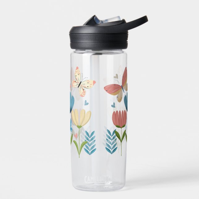 Schmetterlinge und Blume Trinkflasche (Links)