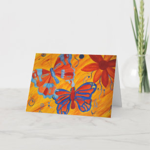 Schmetterlinge und Blumen Dankeschön Notizkarte Dankeskarte
