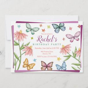 Schmetterlinge und Blumen Einladung