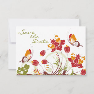 Schmetterlinge und Blumen Hochzeit Termin vormerke Save The Date