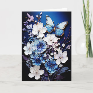 Schmetterlinge und Blumen Leere Grußkarte Karte