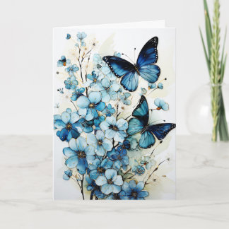 Schmetterlinge und Blumen Leere Grußkarte Karte