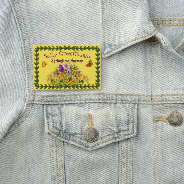 Schmetterlinge und Blumen Namensschild (Beispiel)