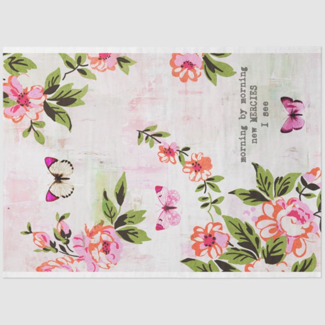 Schmetterlinge und Blumengrundierung Seidenpapier (Vorderseite)