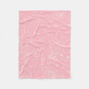 Schmetterlinge und Blumenpinke, weiße Girl-Babydus Fleecedecke
