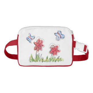 Schmetterlinge und Blumenzeichnen Gürteltasche