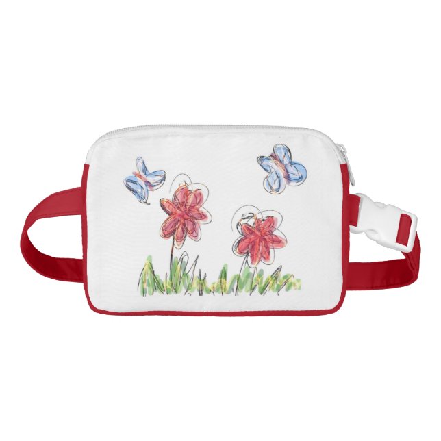 Schmetterlinge und Blumenzeichnen Gürteltasche (Vorderseite)