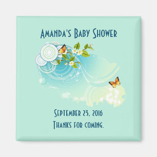 Schmetterlinge und Blüten Baby Shower Magnet