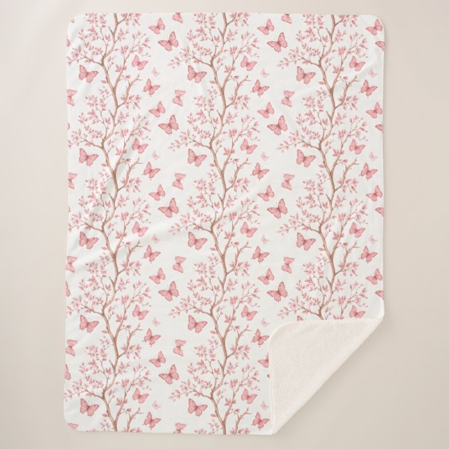 Schmetterlinge und botanischer Sherpa-Decken Sherpadecke (Vorderseite)