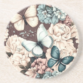 Schmetterlinge und braune Blume Getränkeuntersetzer