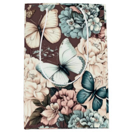 Schmetterlinge und braune Blume Mittlere Geschenktüte