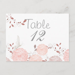 Schmetterlinge und Coral Chrysanthemums Tafelkarte Postkarte