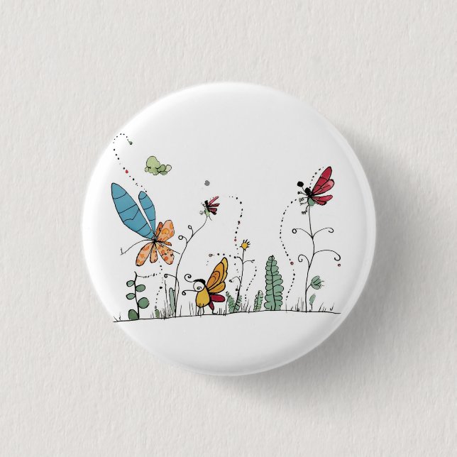 Schmetterlinge und Feen Thema Button (Vorderseite)