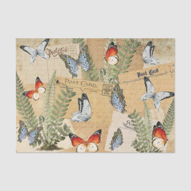 Schmetterlinge und Fernspinnpapier Seidenpapier (Vorderseite)