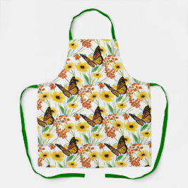 Schmetterlinge und gelbe Blumen Print-over Schürze