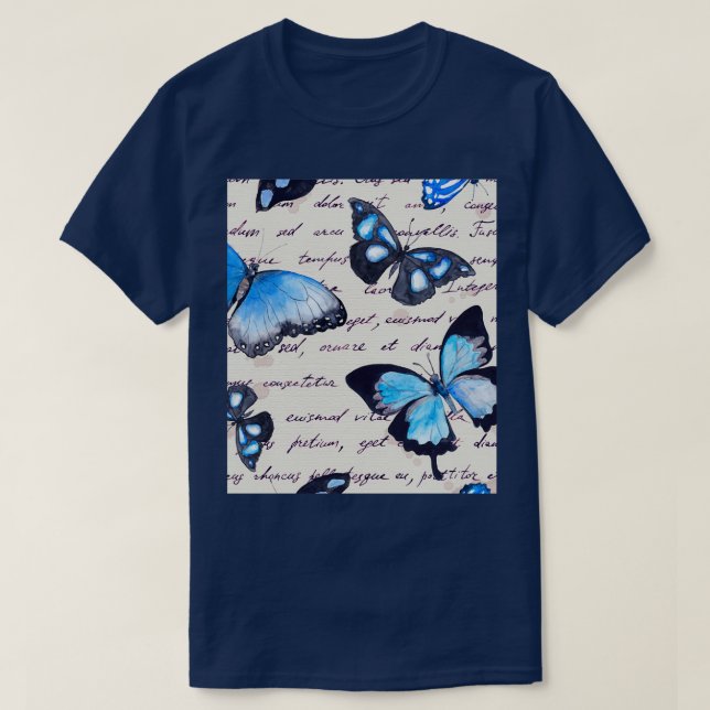 Schmetterlinge und handgeschriebene Textnote T-Shirt (Design vorne)