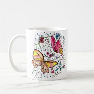 Schmetterlinge und individueller Name Kaffeetasse