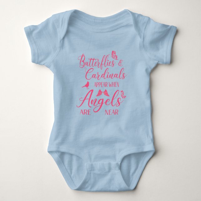 Schmetterlinge und Kardinäle erscheinen, wenn Enge Baby Strampler (Vorderseite)