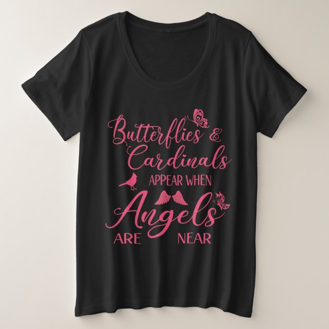 Schmetterlinge und Kardinäle erscheinen, wenn Enge Große Größe T-Shirt (Design vorne)