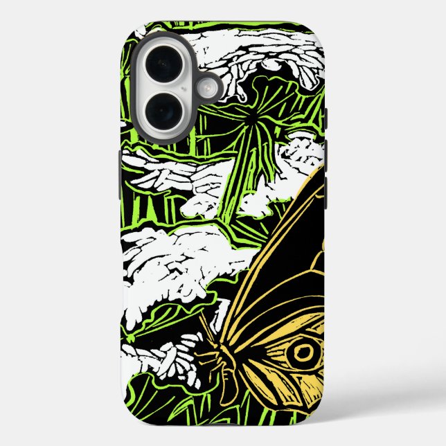 Schmetterlinge und Königin Anne's Lace iPhone 16 Hülle (Rückseite)