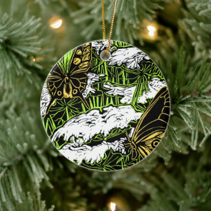 Schmetterlinge und Königin Anne's Lace Keramik Ornament