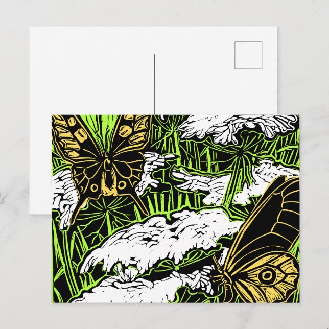 Schmetterlinge und Königin Anne's Lace Postkarte (Vorne/Hinten)