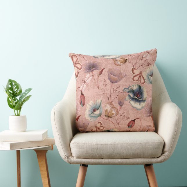 Schmetterlinge und Libellen auf Poppies Kissen (Stuhl )