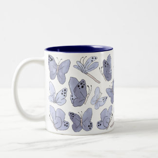 Schmetterlinge und Libellen Niedliche Wasserfarbe Zweifarbige Tasse