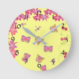 Schmetterlinge und Libellen, Wall Clock Runde Wanduhr