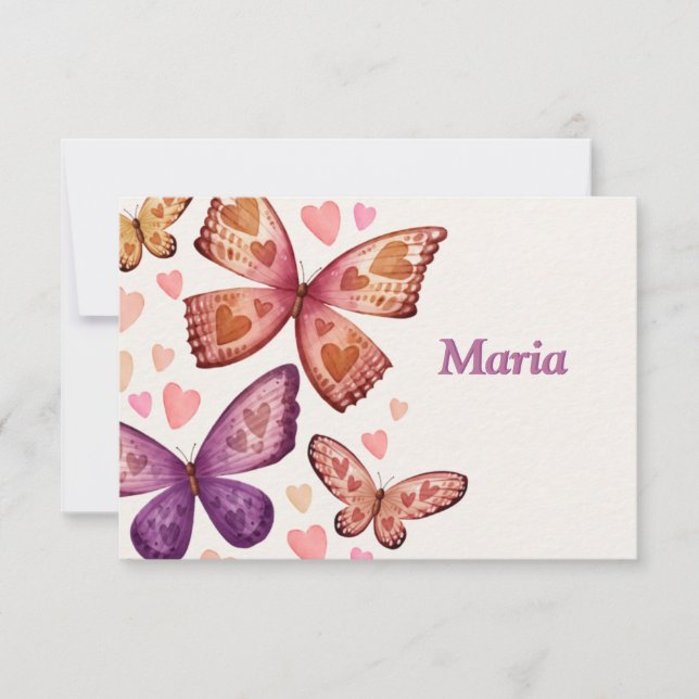 Schmetterlinge und Liebe Flat Danke Karte (Vorderseite)