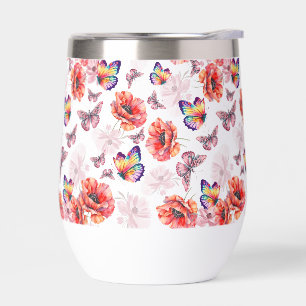 Schmetterlinge und Mohnblumen