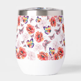 Schmetterlinge und Mohnblumen