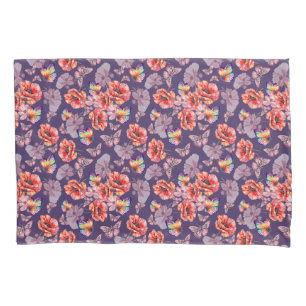 Schmetterlinge und Mohnblumen Kissenbezug